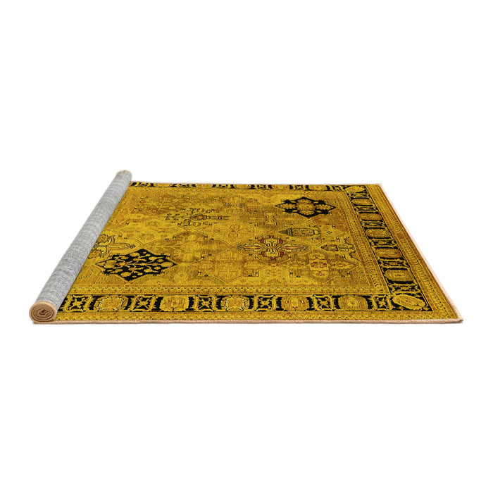 Sideview of Machine Washable Oriental Yellow Industrial Rug, wshurb3129yw