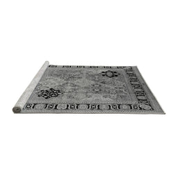Sideview of Machine Washable Oriental Gray Industrial Rug, wshurb3129gry