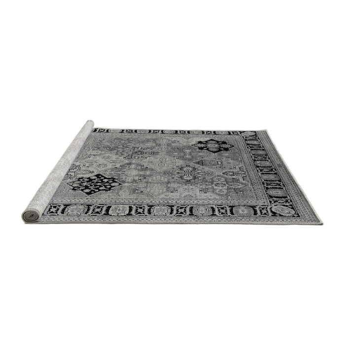 Sideview of Machine Washable Oriental Gray Industrial Rug, wshurb3129gry