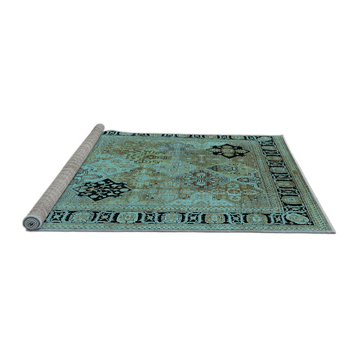 Sideview of Machine Washable Oriental Light Blue Industrial Rug, wshurb3129lblu