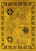 Machine Washable Oriental Yellow Industrial Rug, wshurb3129yw