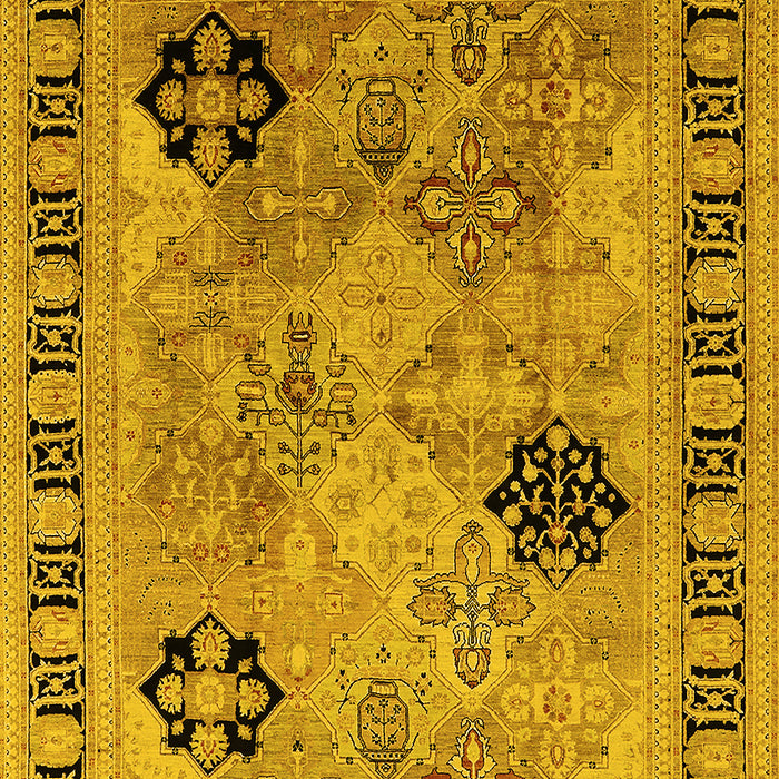 Machine Washable Oriental Yellow Industrial Rug, wshurb3129yw