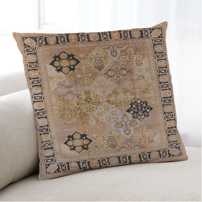 Lifestyle Image of Mid-Century Modern Urban Square Sandy Brown Throw Pillow, 18 inch by 18 inch, pwurb3129