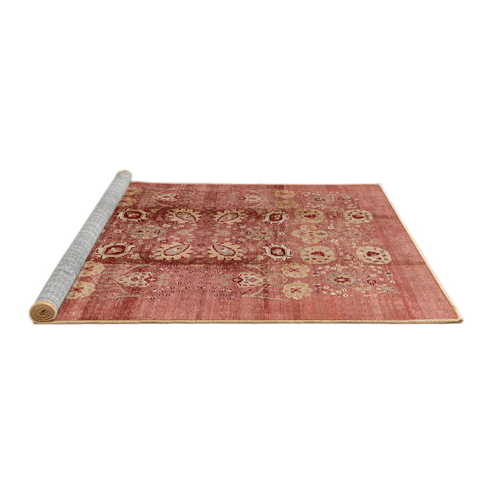 Sideview of Machine Washable Industrial Modern Coral Orange Rug, wshurb3130