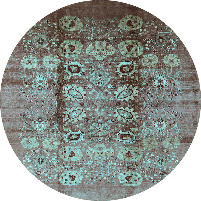 Round Oriental Light Blue Industrial Rug, urb3130lblu