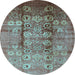 Round Oriental Light Blue Industrial Rug, urb3130lblu