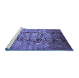 Sideview of Machine Washable Oriental Blue Industrial Rug, wshurb3130blu