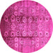 Round Machine Washable Oriental Pink Industrial Rug, wshurb3130pnk