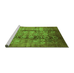 Sideview of Machine Washable Oriental Green Industrial Area Rugs, wshurb3130grn