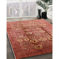 Mid-Century Modern Coral Orange Oriental Rug, urb3130