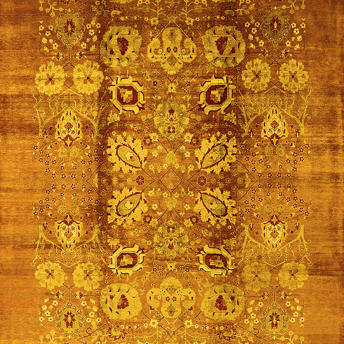 Machine Washable Oriental Yellow Industrial Rug, wshurb3130yw