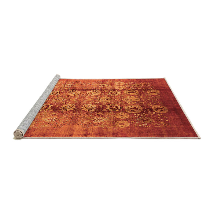Sideview of Machine Washable Oriental Orange Industrial Area Rugs, wshurb3130org