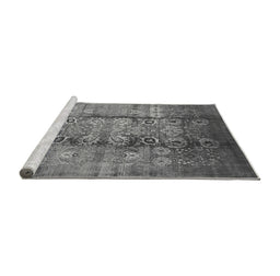 Sideview of Machine Washable Oriental Gray Industrial Rug, wshurb3130gry