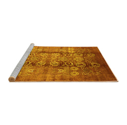 Sideview of Machine Washable Oriental Yellow Industrial Rug, wshurb3130yw