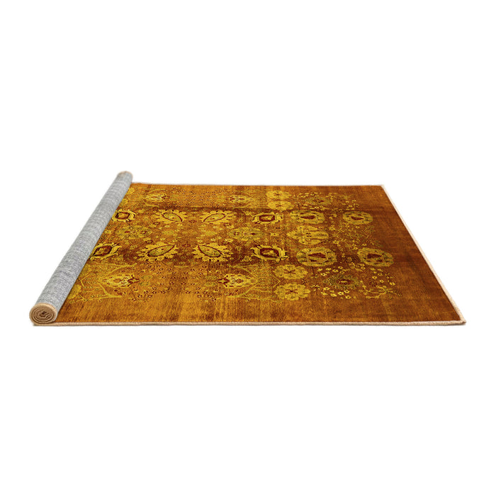 Sideview of Machine Washable Oriental Yellow Industrial Rug, wshurb3130yw