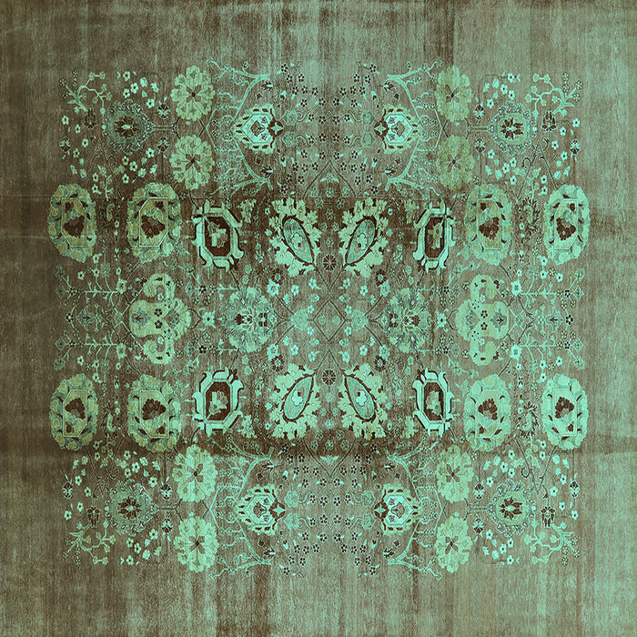 Square Oriental Turquoise Industrial Rug, urb3130turq