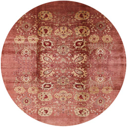 Round Machine Washable Industrial Modern Coral Orange Rug, wshurb3130