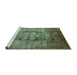 Sideview of Machine Washable Oriental Turquoise Industrial Area Rugs, wshurb3130turq