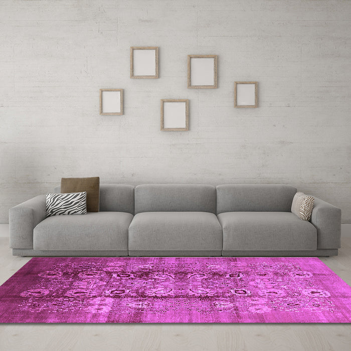 Machine Washable Oriental Purple Industrial Area Rugs in a Living Room, wshurb3130pur