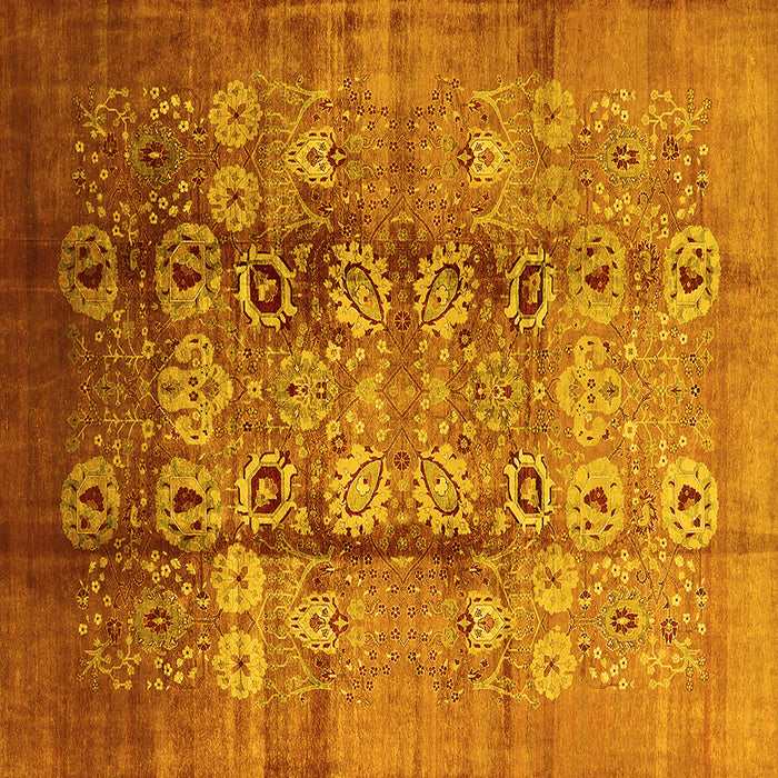 Square Machine Washable Oriental Yellow Industrial Rug, wshurb3130yw