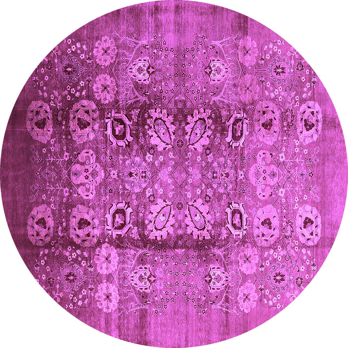 Round Machine Washable Oriental Purple Industrial Area Rugs, wshurb3130pur
