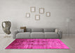 Machine Washable Oriental Pink Industrial Rug in a Living Room, wshurb3130pnk