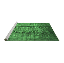 Sideview of Machine Washable Oriental Emerald Green Industrial Area Rugs, wshurb3130emgrn