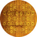 Round Oriental Yellow Industrial Rug, urb3130yw