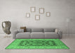 Machine Washable Oriental Emerald Green Industrial Area Rugs in a Living Room,, wshurb3131emgrn