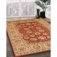 Mid-Century Modern Orange Oriental Rug, urb3131