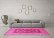 Machine Washable Oriental Pink Industrial Rug in a Living Room, wshurb3131pnk