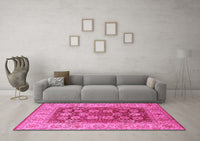 Machine Washable Oriental Pink Industrial Rug, wshurb3131pnk