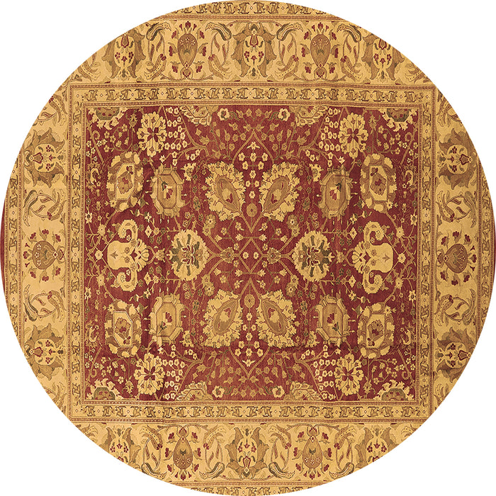 Round Oriental Brown Industrial Rug, urb3131brn