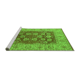 Sideview of Machine Washable Oriental Green Industrial Area Rugs, wshurb3131grn