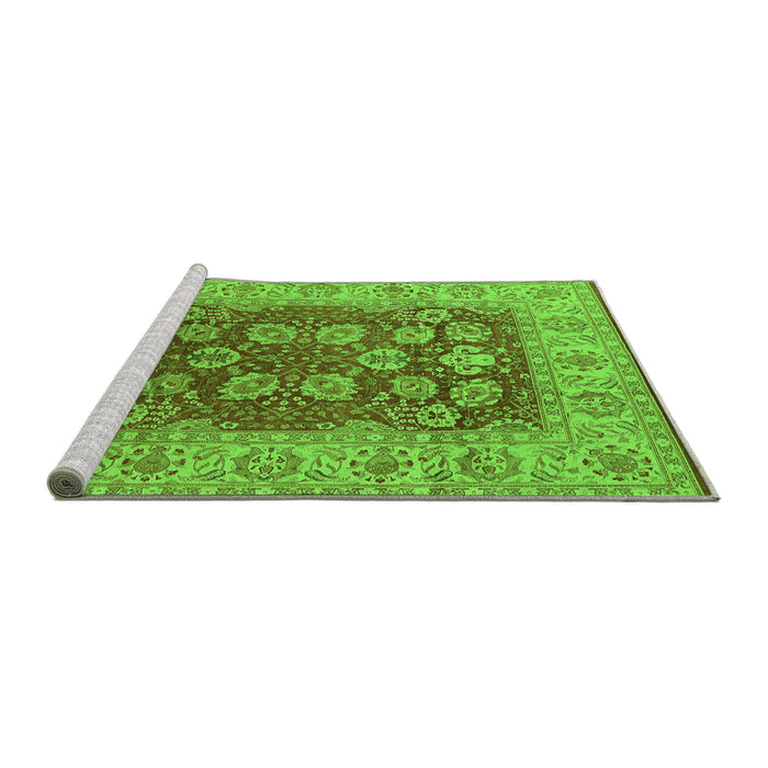 Sideview of Machine Washable Oriental Green Industrial Area Rugs, wshurb3131grn