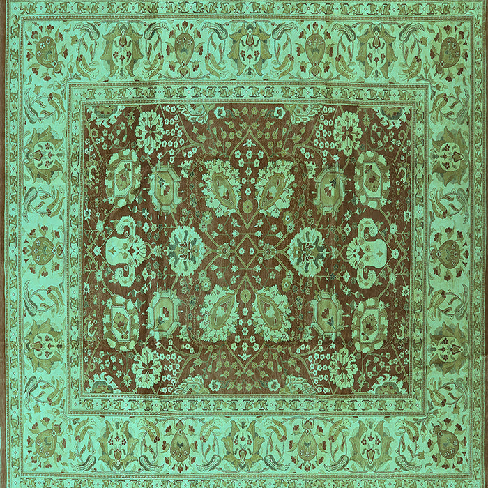 Square Machine Washable Oriental Turquoise Industrial Area Rugs, wshurb3131turq