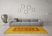 Machine Washable Oriental Yellow Industrial Rug in a Living Room, wshurb3131yw