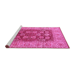 Sideview of Machine Washable Oriental Pink Industrial Rug, wshurb3131pnk
