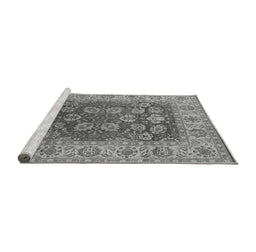Sideview of Machine Washable Oriental Gray Industrial Rug, wshurb3131gry