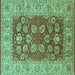 Square Oriental Turquoise Industrial Rug, urb3131turq