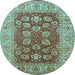 Round Oriental Light Blue Industrial Rug, urb3131lblu