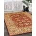 Mid-Century Modern Orange Oriental Rug in Family Room, urb3131