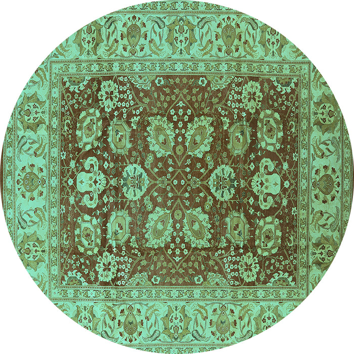 Round Oriental Turquoise Industrial Rug, urb3131turq
