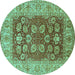 Round Oriental Turquoise Industrial Rug, urb3131turq