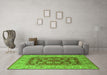 Machine Washable Oriental Green Industrial Area Rugs in a Living Room,, wshurb3131grn