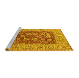 Sideview of Machine Washable Oriental Yellow Industrial Rug, wshurb3131yw