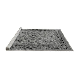 Sideview of Machine Washable Oriental Gray Industrial Rug, wshurb3132gry
