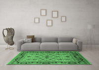 Machine Washable Oriental Emerald Green Industrial Rug, wshurb3132emgrn