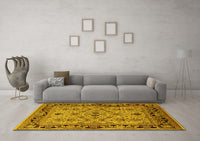 Machine Washable Oriental Yellow Industrial Rug, wshurb3132yw