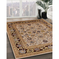 Mid-Century Modern Brown Sand Brown Oriental Rug, urb3132